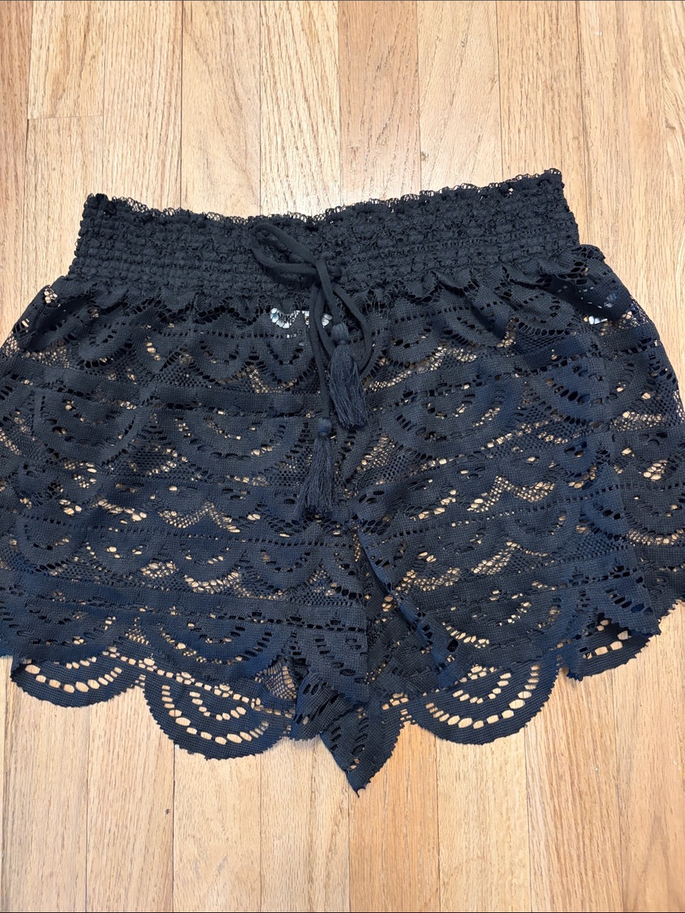 Bathing suit cover up Black Lace Crochet Waistband Women's Shorts